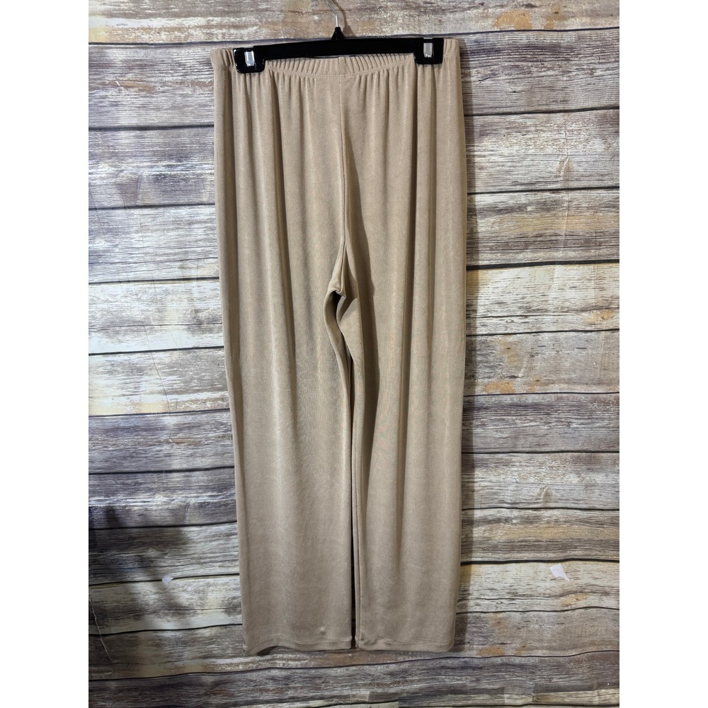 Chico's Travelers Tan Beige Gold Ribbed Straight Leg Pull On Pants 1 Medium 8 - Picture 4 of 7